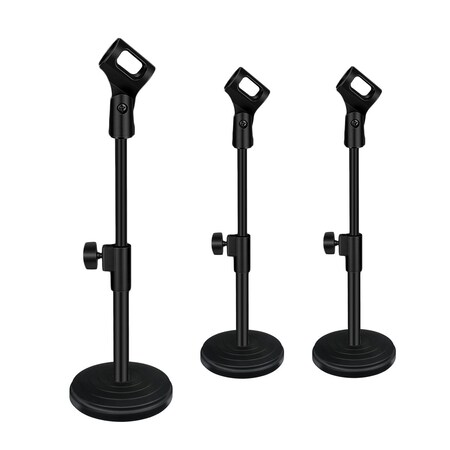 5 Core 3 Pack Desktop Microphone Mic Stand Mini Round Base Boom Arm Height Adjustable MS RBS BOOM 3PK